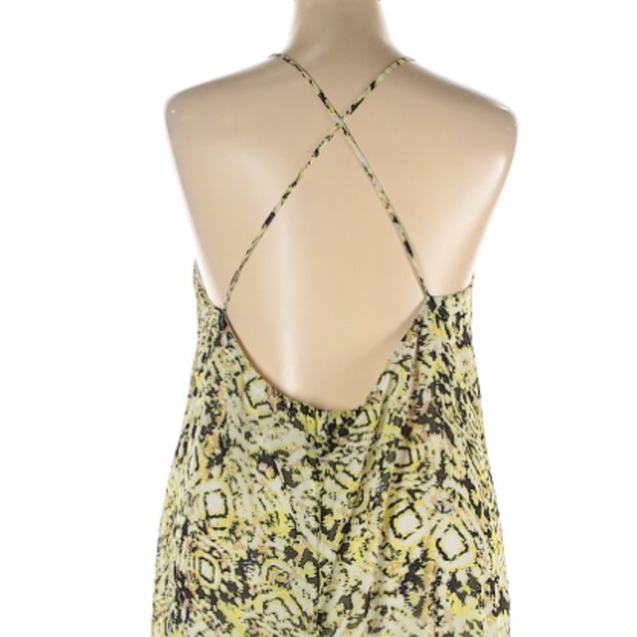 Romeo + Juliet Yellow Black Splatter Halter Open Back Maxi Dress Small - Picture 3 of 4